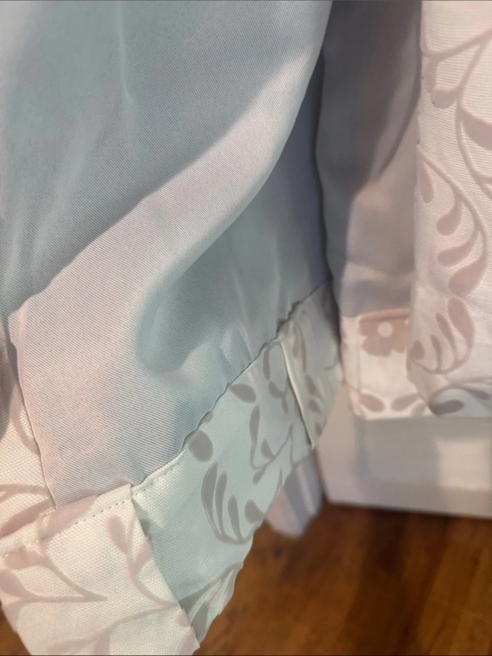 Pottery Barn Kids White Curtain Panel with Taupe Floral Medallions